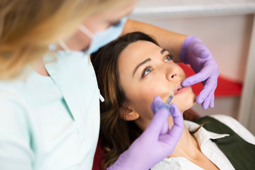 A woman getting dermal filler injections
