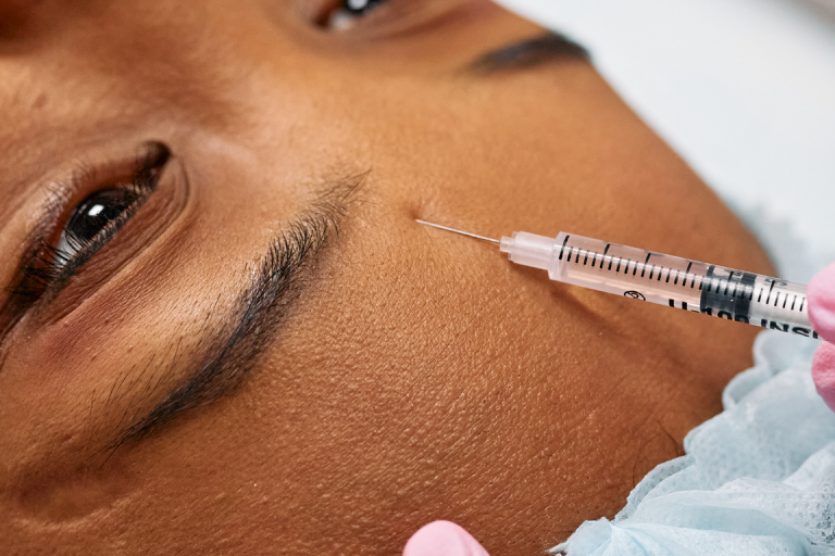 A patient receiving anti-aging treatment 