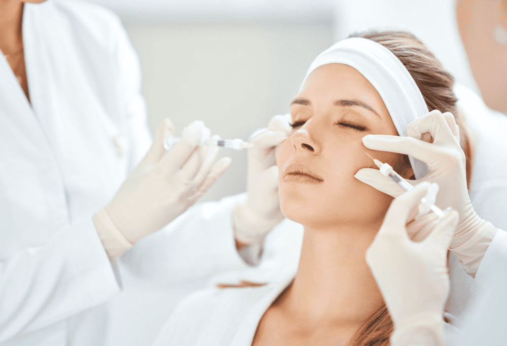 A woman receiving Botox injections.