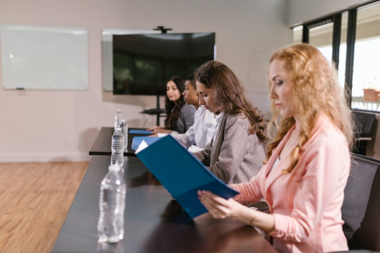 Professionals reviewing documents 